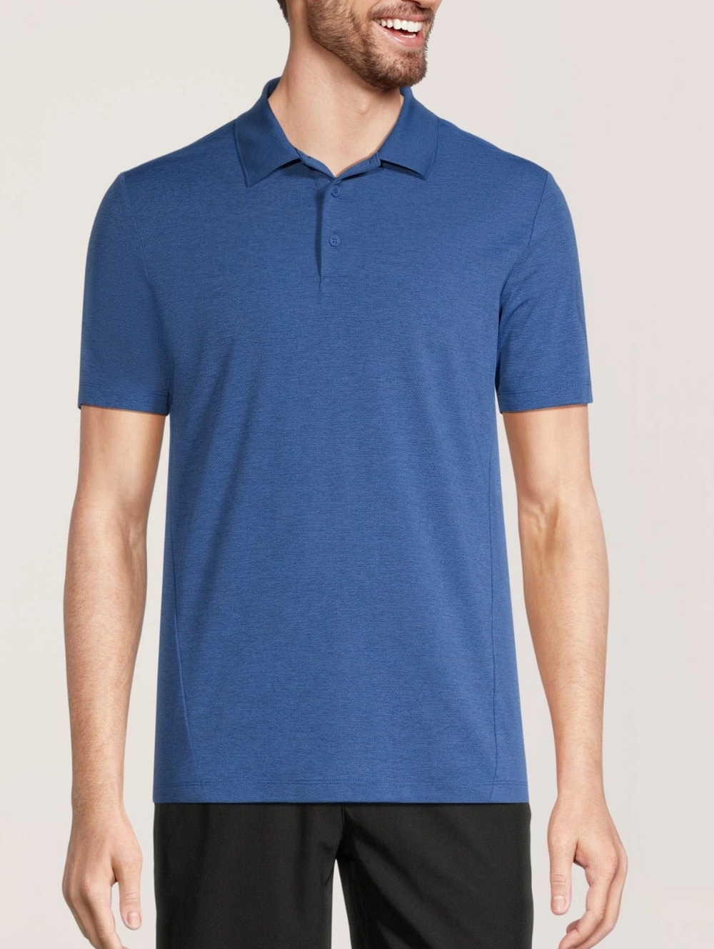 Matrix Men's Perforated Stretch Blue Polo Shirt Classic Short Sleeve